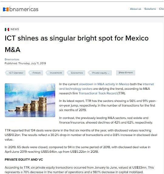 ICT shines as singular bright spot for Mexico M&A